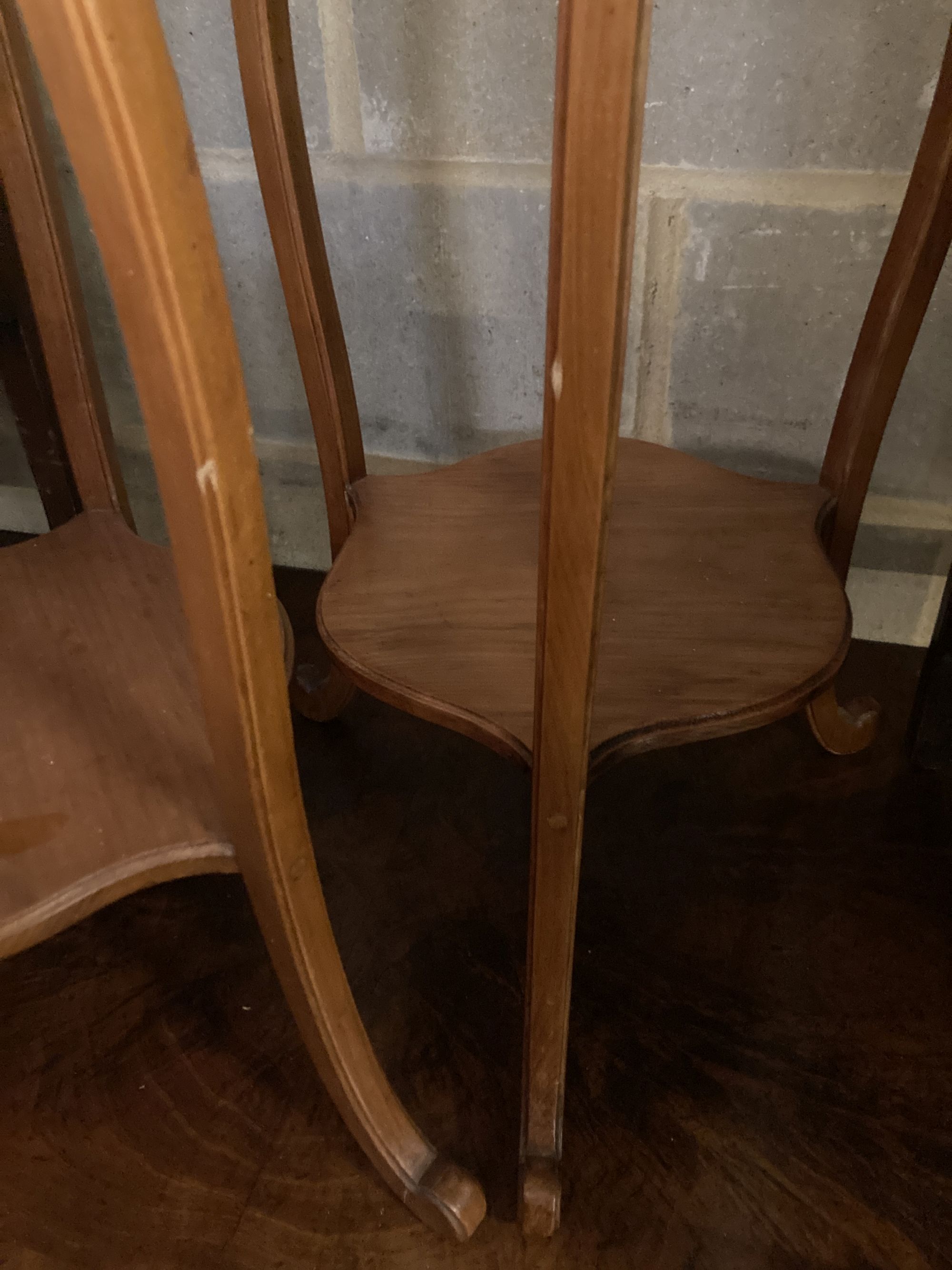 A pair of satinwood plant stands, height 133cm